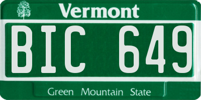 VT license plate BIC649