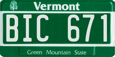 VT license plate BIC671