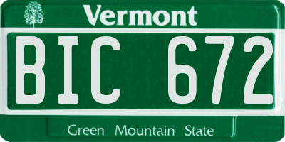VT license plate BIC672