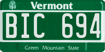 VT license plate BIC694