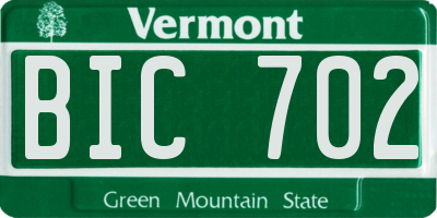 VT license plate BIC702
