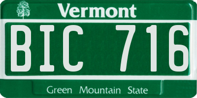 VT license plate BIC716