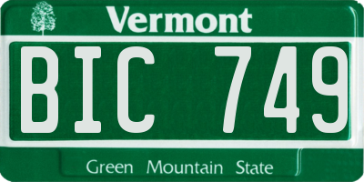 VT license plate BIC749