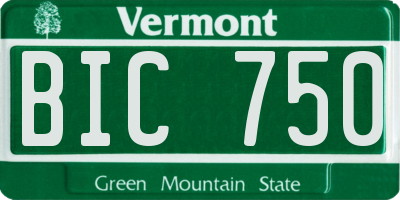 VT license plate BIC750