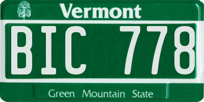 VT license plate BIC778