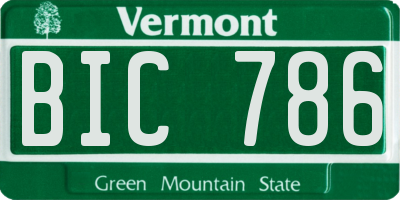 VT license plate BIC786