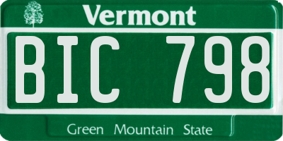 VT license plate BIC798