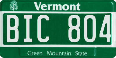 VT license plate BIC804