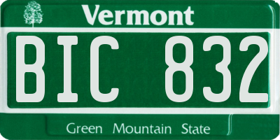 VT license plate BIC832