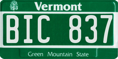 VT license plate BIC837