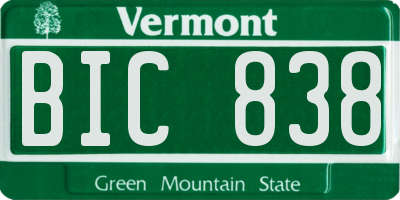 VT license plate BIC838