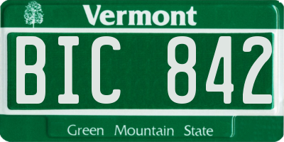 VT license plate BIC842