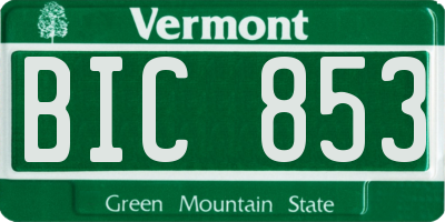 VT license plate BIC853