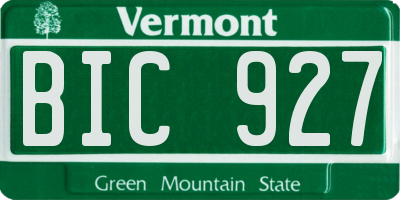 VT license plate BIC927