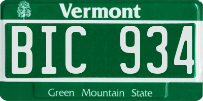 VT license plate BIC934