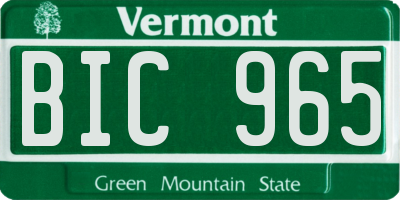 VT license plate BIC965