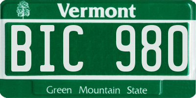 VT license plate BIC980