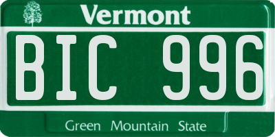 VT license plate BIC996