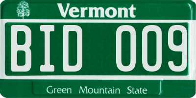 VT license plate BID009