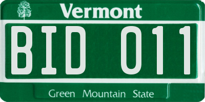 VT license plate BID011