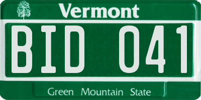 VT license plate BID041