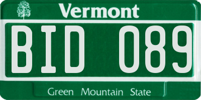 VT license plate BID089