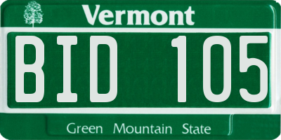 VT license plate BID105