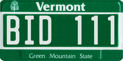 VT license plate BID111