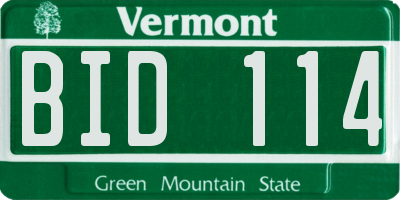 VT license plate BID114