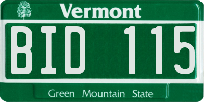 VT license plate BID115