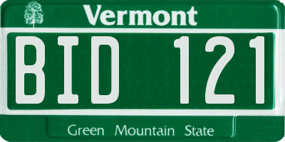 VT license plate BID121