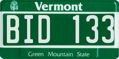 VT license plate BID133