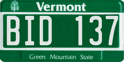 VT license plate BID137