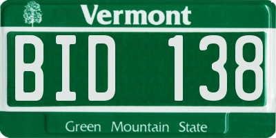 VT license plate BID138
