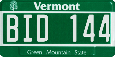 VT license plate BID144