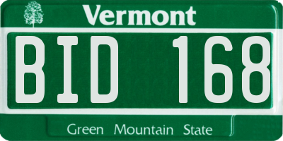 VT license plate BID168