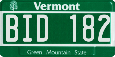 VT license plate BID182