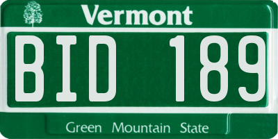 VT license plate BID189
