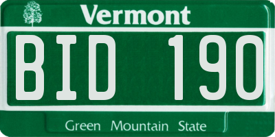 VT license plate BID190