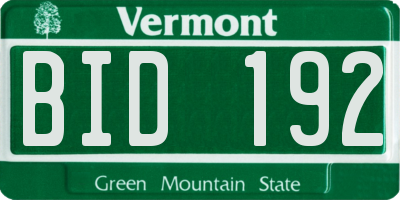 VT license plate BID192