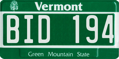 VT license plate BID194