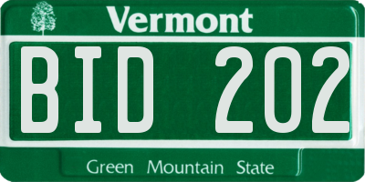 VT license plate BID202