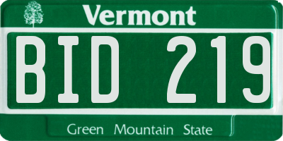 VT license plate BID219