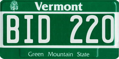 VT license plate BID220