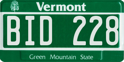 VT license plate BID228