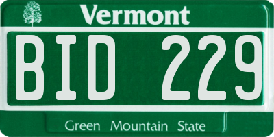 VT license plate BID229