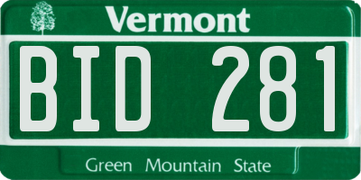 VT license plate BID281