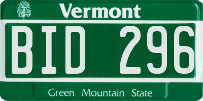 VT license plate BID296