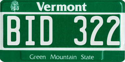 VT license plate BID322