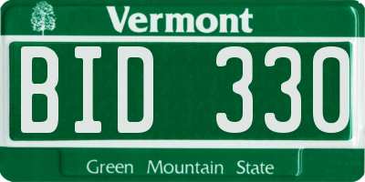 VT license plate BID330
